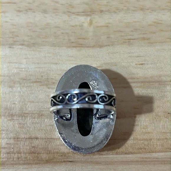 925 STAMPED STERLING SILVER OVERLAY DRAGON BLOOD GEMSTONE STATEMENT RING SIZE 7 - Picture 5 of 9